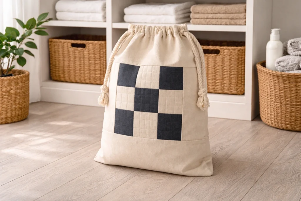 Durable Canvas Nine Patch Laundry Bags for Stylish Closet Storage