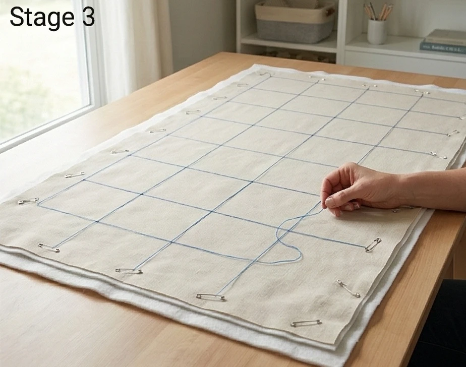 Elegant Cross-Stitch Nakshi Kantha Table Runners Featuring Wild Forests of Bengal Motifs