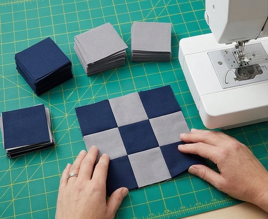 Elegant Star Pattern Intersected Nine Patch Bed Runners