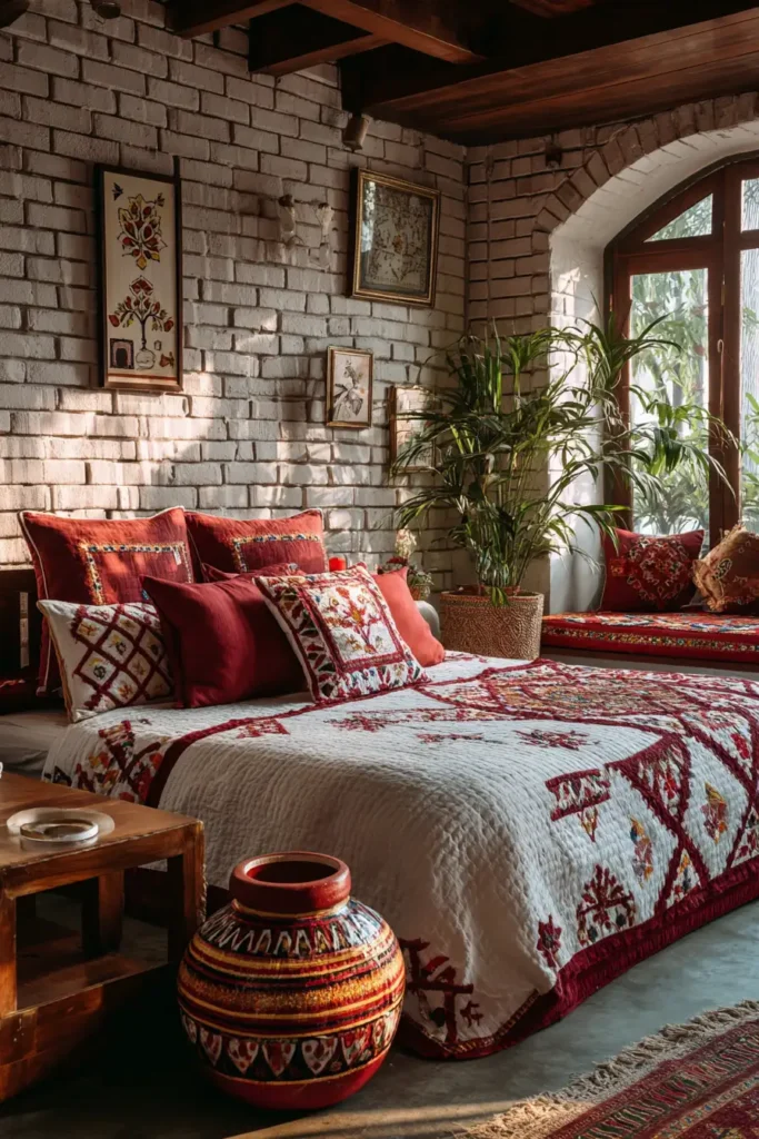 Elegant Sujni Kantha Bed Covers Woven with Meaningful Religious (Hindu) Symbols