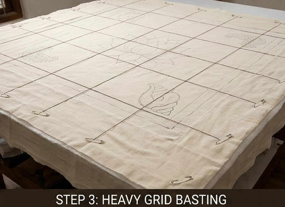 Elegant Sujni Kantha Bed Covers Woven with Meaningful Religious (Hindu) Symbols