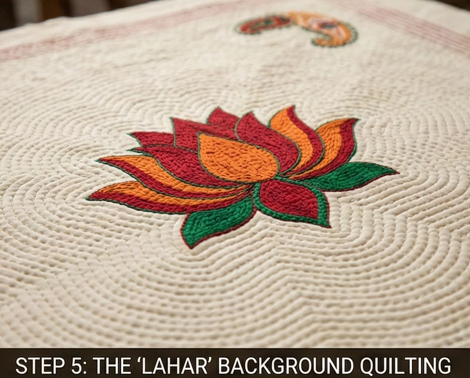 Elegant Sujni Kantha Bed Covers Woven with Meaningful Religious (Hindu) Symbols