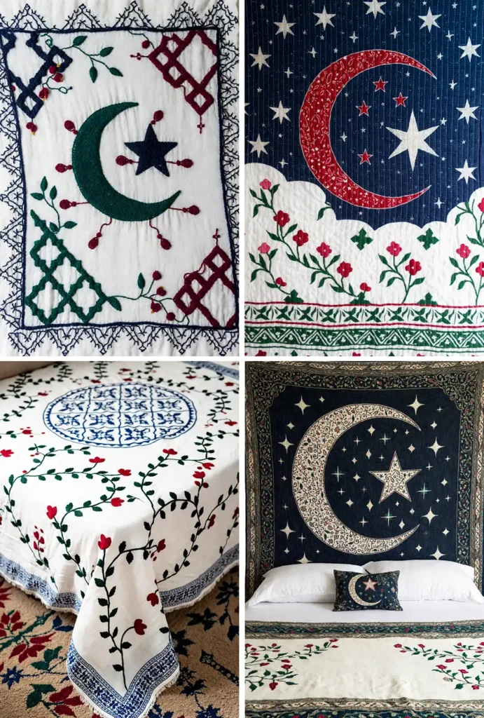 Elegant Sujni Kantha Bed Covers Woven with Meaningful Religious (Muslim) Symbols
