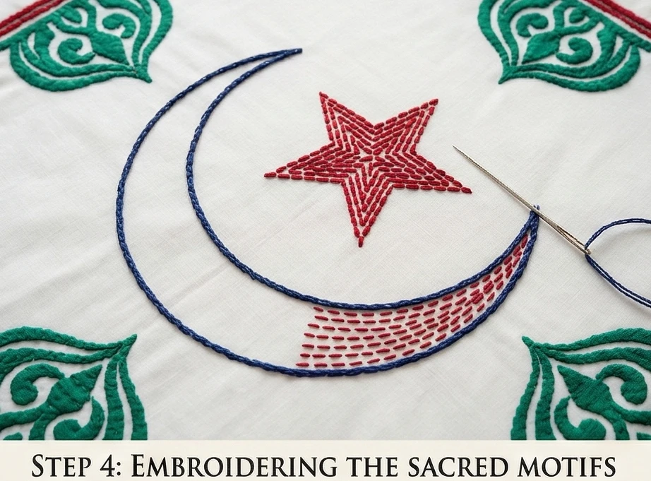 Elegant Sujni Kantha Bed Covers Woven with Meaningful Religious (Muslim) Symbols