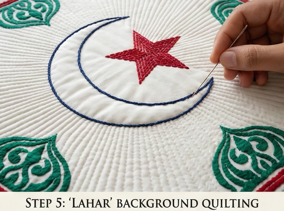 Elegant Sujni Kantha Bed Covers Woven with Meaningful Religious (Muslim) Symbols