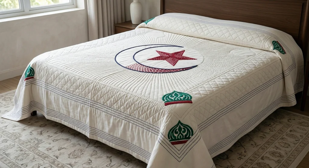 Elegant Sujni Kantha Bed Covers Woven with Meaningful Religious (Muslim) Symbols