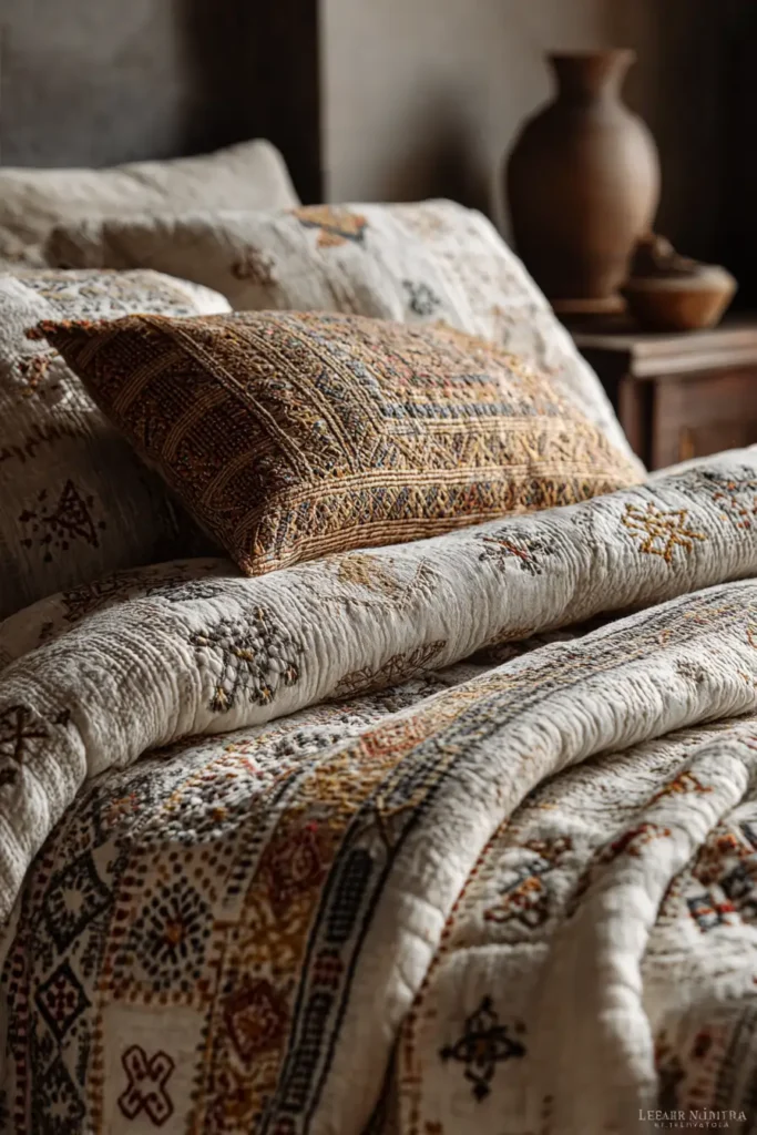 Elegant Sujni Kantha Bed Covers Woven with Meaningful Religious (Muslim) Symbols