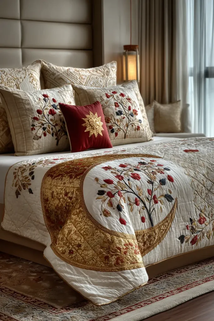 Elegant Sujni Kantha Bed Covers Woven with Meaningful Religious (Muslim) Symbols