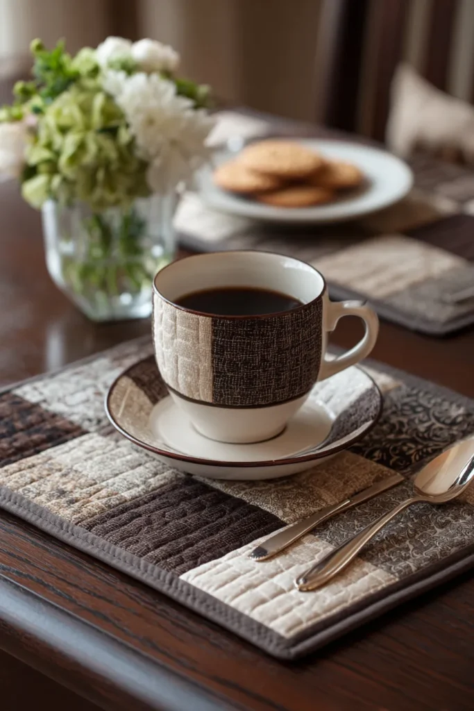 Elegant Two-Tone Contemporary Quilted Placemats for Upscale Tablescapes