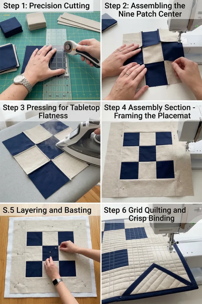 Elegant Two-Tone Contemporary Quilted Placemats for Upscale Tablescapes