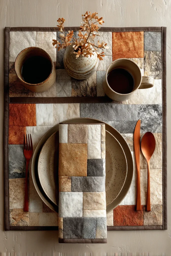 Elegant Two-Tone Contemporary Quilted Placemats for Upscale Tablescapes