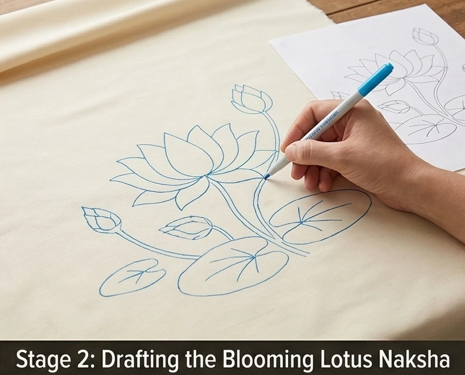 Hand-Stitched Cross-Stitch Nakshi Kantha Armchair Throws with Blooming Lotus Motifs