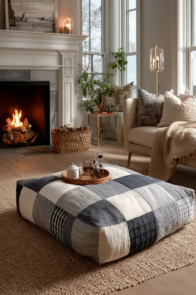 Heavyweight Nine Patch Floor Pillows for Casual Living Room Seating