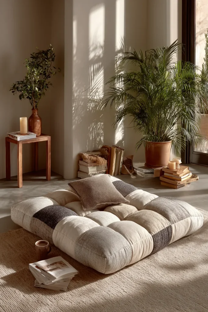 Heavyweight Nine Patch Floor Pillows for Casual Living Room Seating