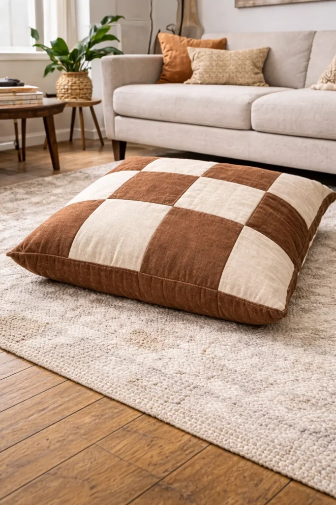 Heavyweight Nine Patch Floor Pillows for Casual Living Room Seating