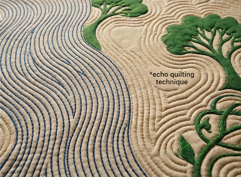 Heavyweight Sujni Kantha Quilts Featuring Bengal Forest and River Motifs