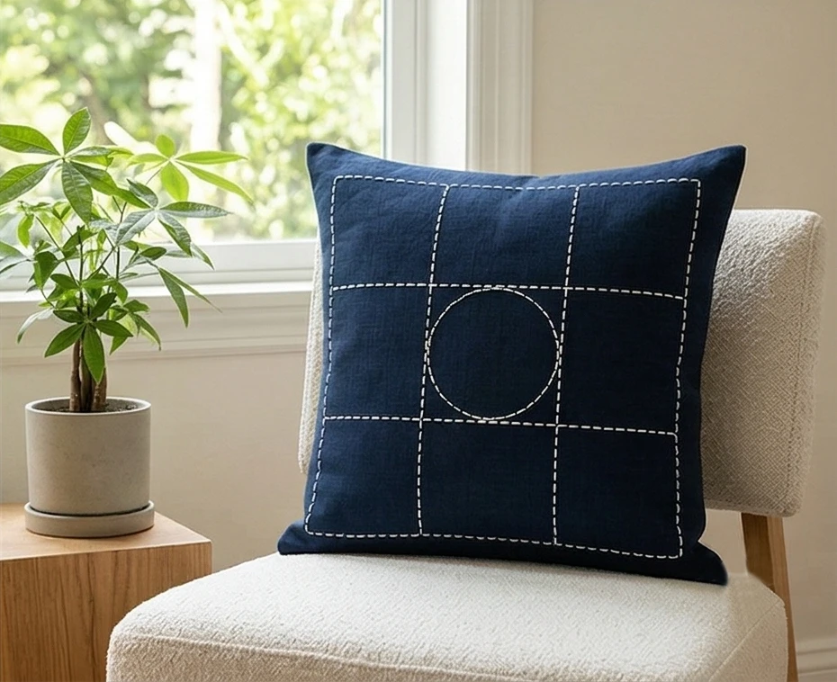 Japanese Sashiko Inspired Nine Patch Pillow Covers for a Zen Aesthetic