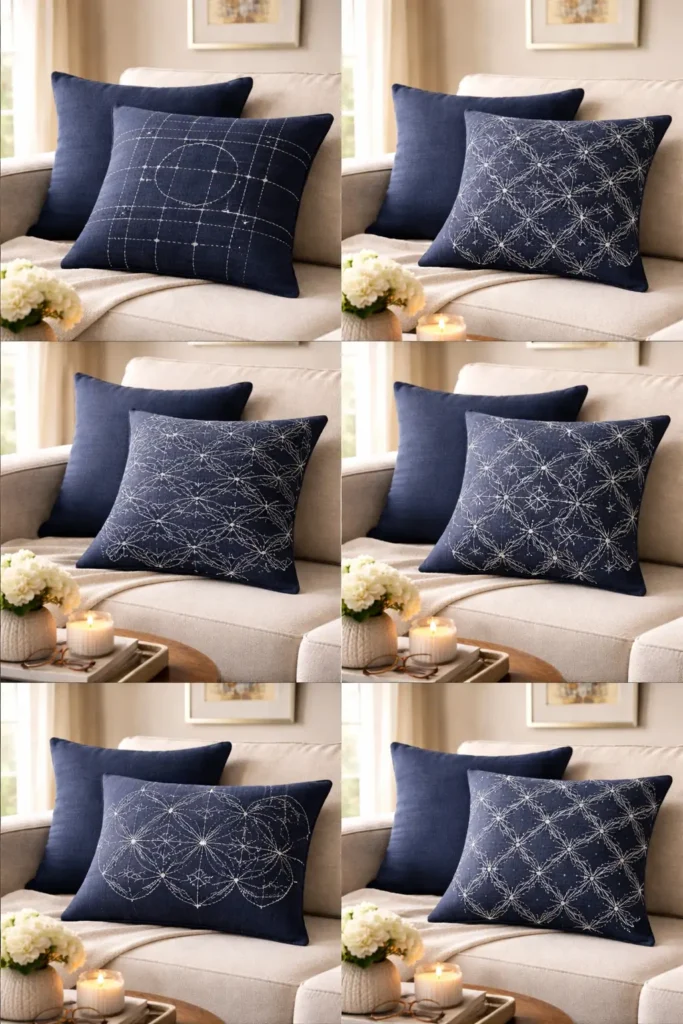 Japanese Sashiko Inspired Nine Patch Pillow Covers for a Zen Aesthetic