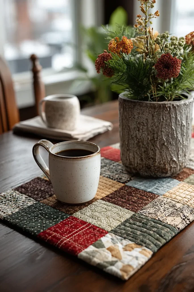 Layered Nine Patch Table Toppers Inspired by Indigenous Design Elements