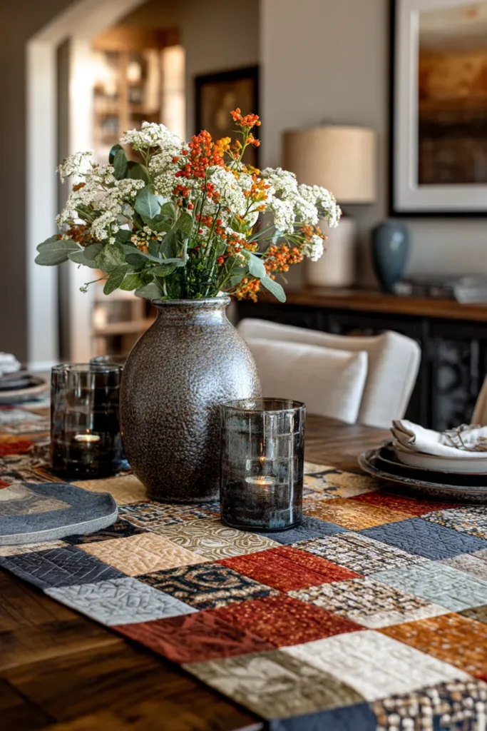 Layered Nine Patch Table Toppers Inspired by Indigenous Design Elements