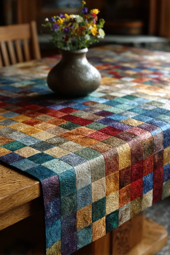 Layered Nine Patch Table Toppers Inspired by Indigenous Design Elements