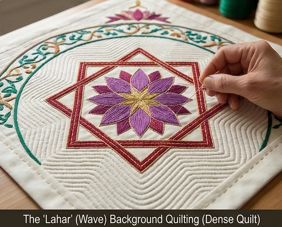 Layered Sujni Kantha Table Toppers Woven with Meaningful Religious Symbols