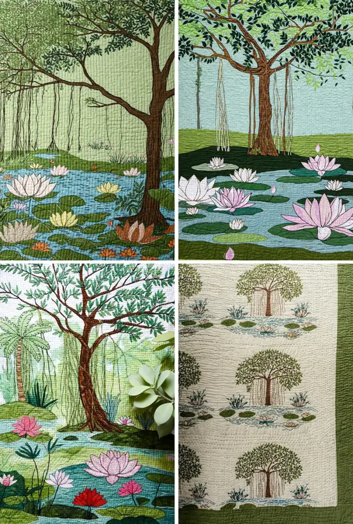 Luxurious Lohori Kantha Bed Sheets Inspired by the Lush Forests of Bengal