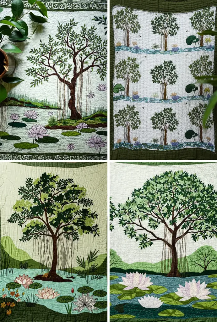 Luxurious Lohori Kantha Bed Sheets Inspired by the Lush Forests of Bengal