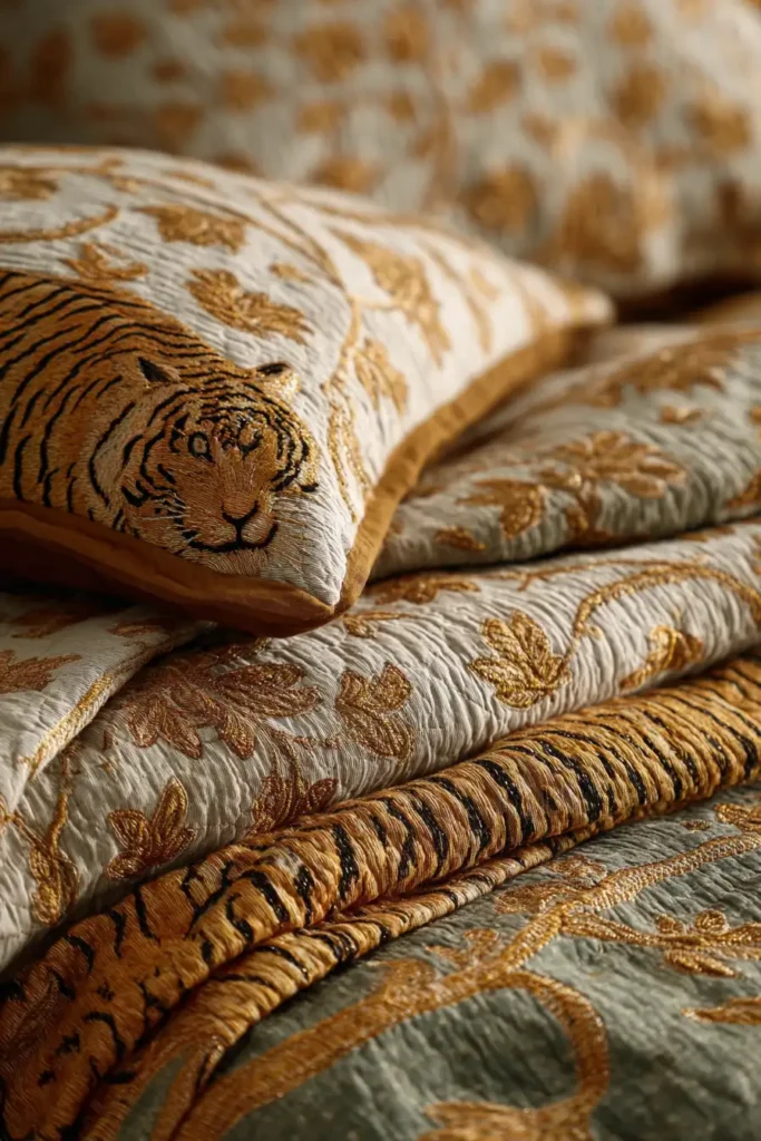 Luxurious Lohori Kantha Bed Sheets Inspired by the Lush Forests of Bengal