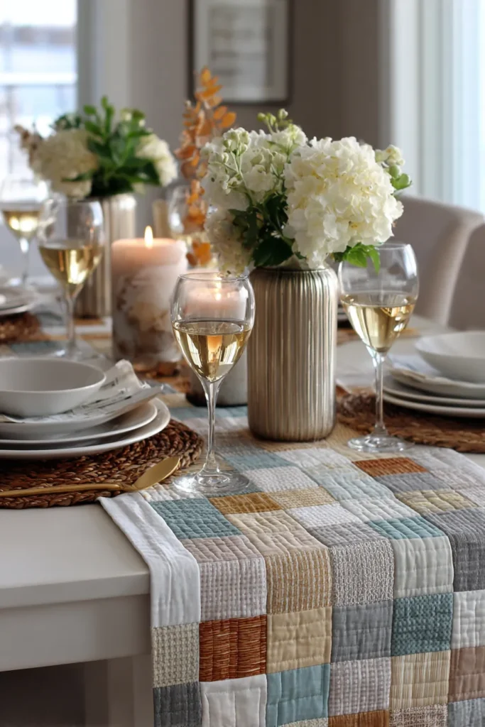 Minimalist Contemporary Quilted Table Runners to Elevate Dining Spaces