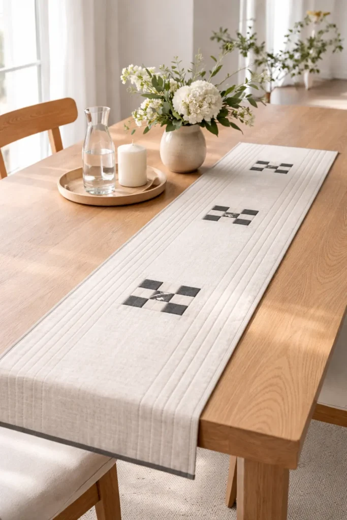 Minimalist Contemporary Quilted Table Runners to Elevate Dining Spaces
