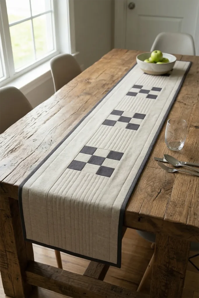 Minimalist Contemporary Quilted Table Runners to Elevate Dining Spaces