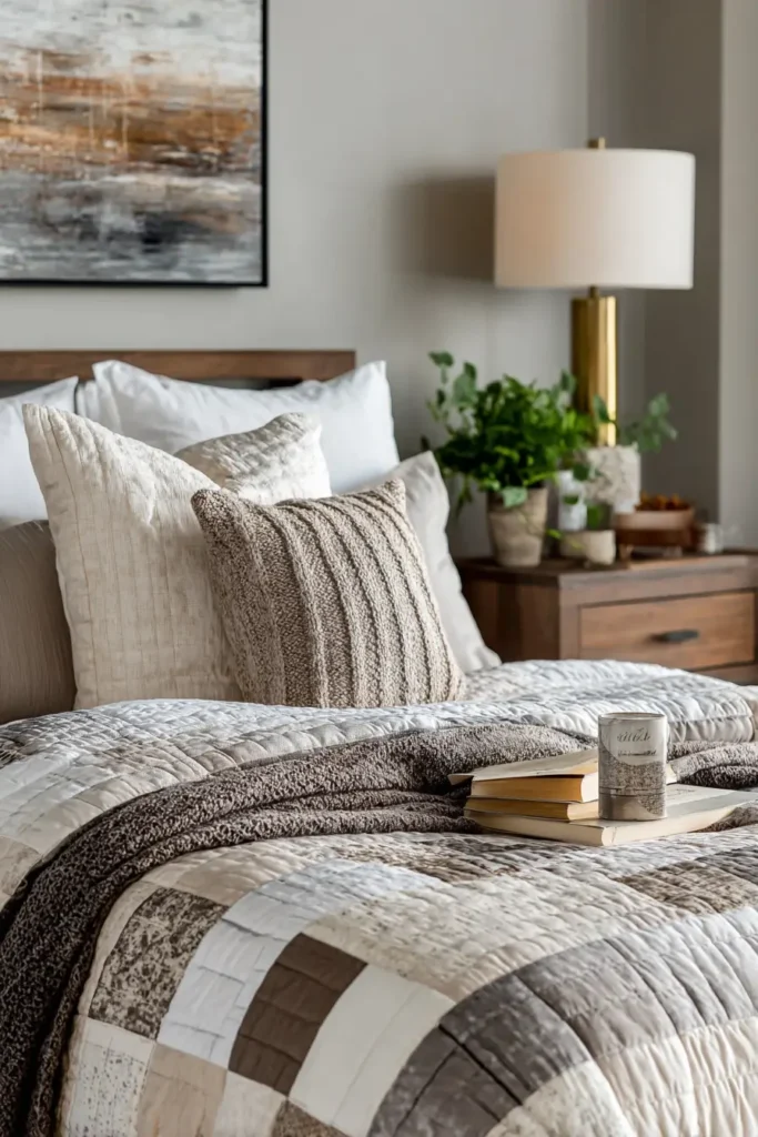 Minimalist Geometric Contemporary Quilt Patterns for a Serene Master Bedroom