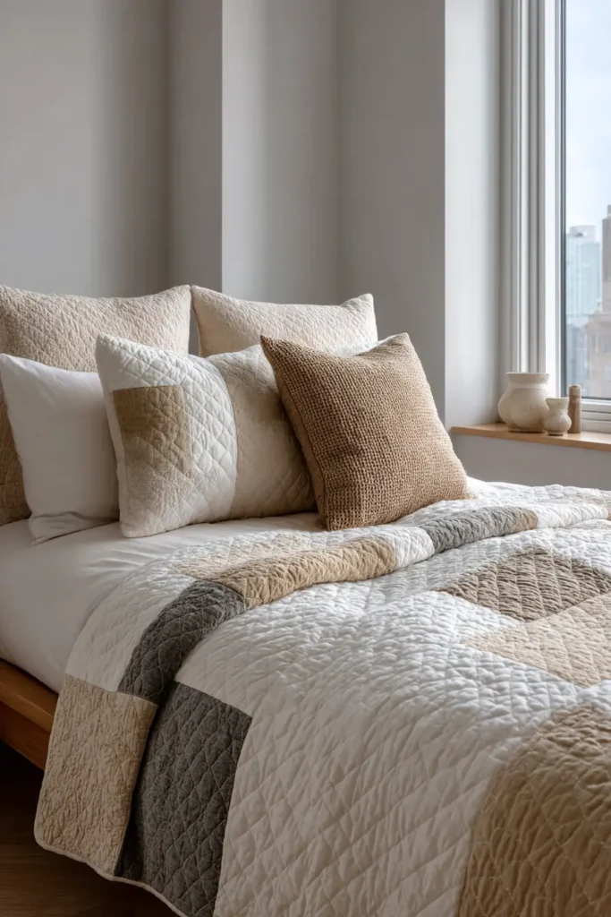 Minimalist Geometric Contemporary Quilt Patterns for a Serene Master Bedroom