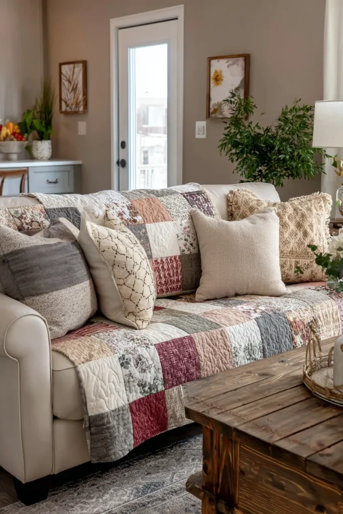 Modern Farmhouse Nine Patch Couch Covers for Everyday Elegance