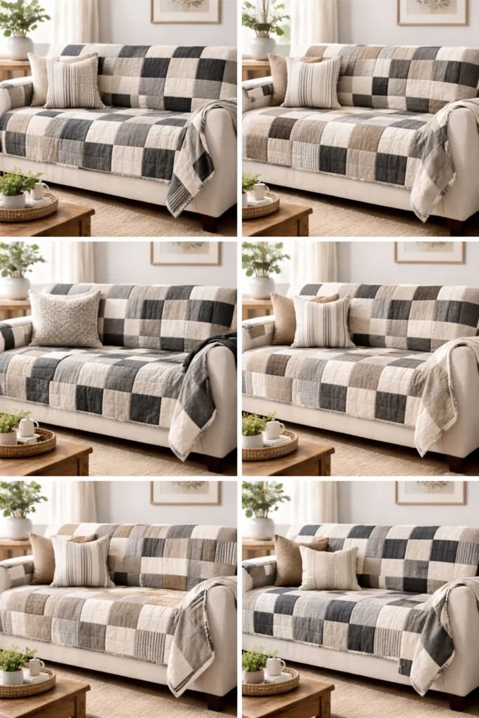 Modern Farmhouse Nine Patch Couch Covers for Everyday Elegance