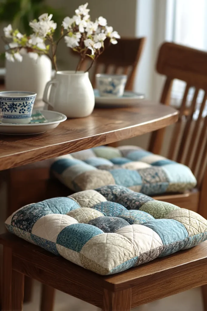 Modern Geometric Contemporary Quilted Chair Pads for Dining Room Elegance