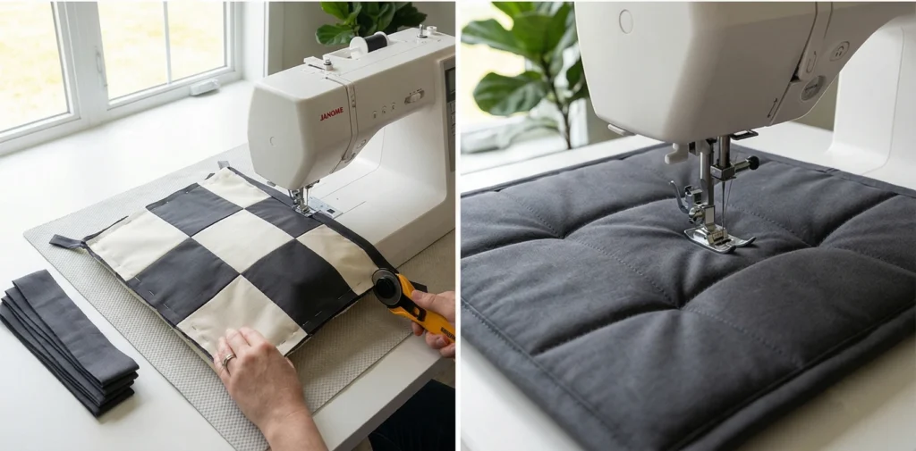 Modern Geometric Contemporary Quilted Chair Pads for Dining Room Elegance