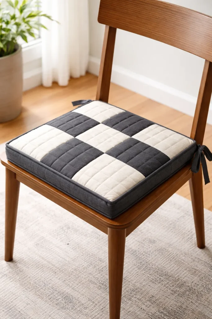 Modern Geometric Contemporary Quilted Chair Pads for Dining Room Elegance