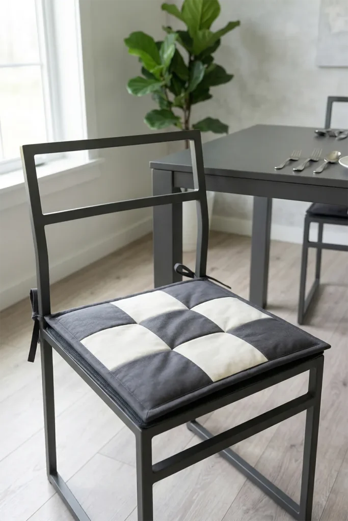 Modern Geometric Contemporary Quilted Chair Pads for Dining Room Elegance