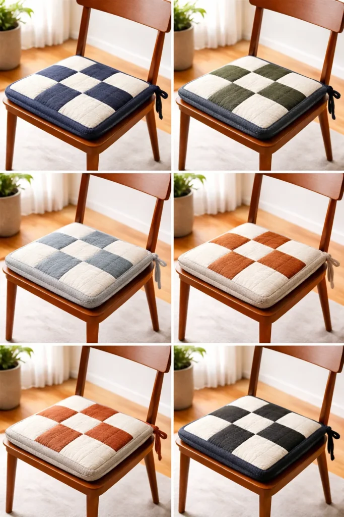 Modern Geometric Contemporary Quilted Chair Pads for Dining Room Elegance