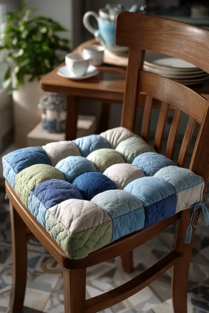 Modern Geometric Contemporary Quilted Chair Pads for Dining Room Elegance