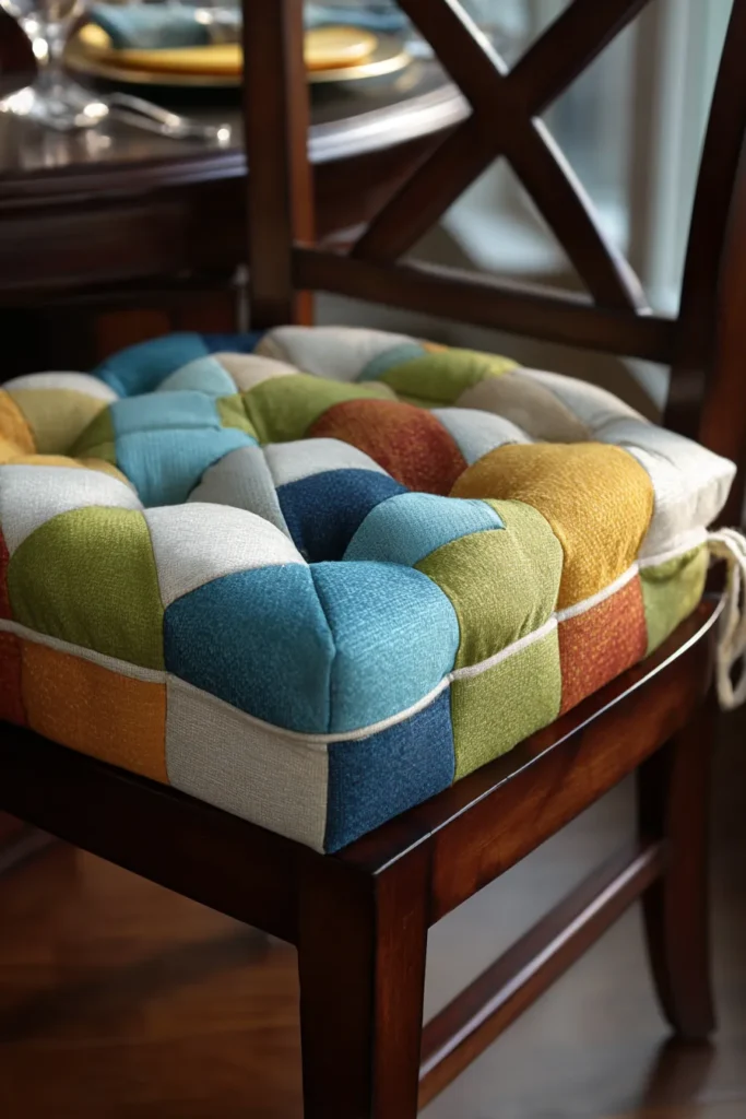 Modern Geometric Contemporary Quilted Chair Pads for Dining Room Elegance