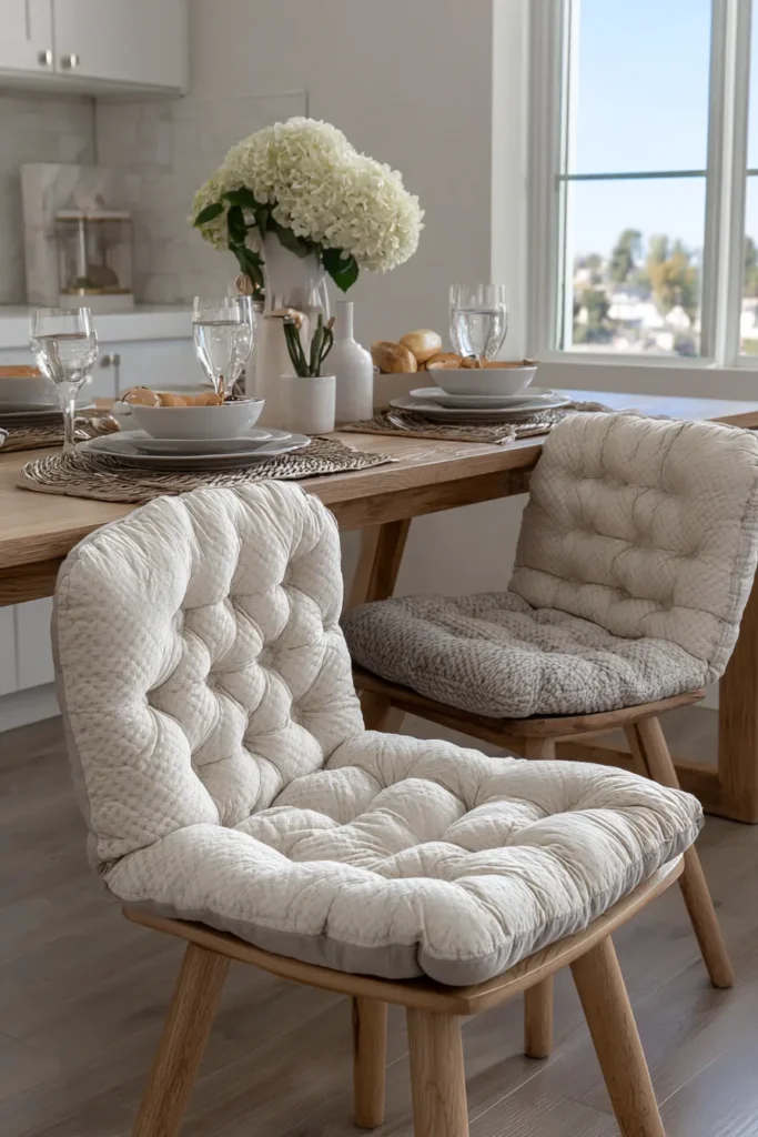 Modern Geometric Contemporary Quilted Chair Pads for Dining Room Elegance
