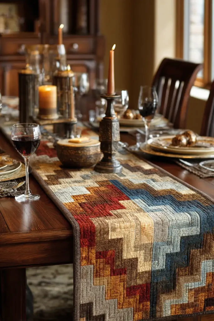 Modern Geometric Navajo Quilt Table Toppers for Centerpieces