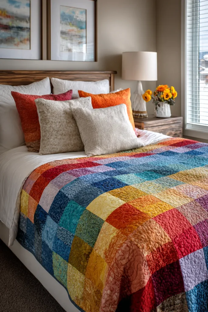 Modern Jelly Roll Strip Pieced Nine Patch Bedspreads for Quick Elegance