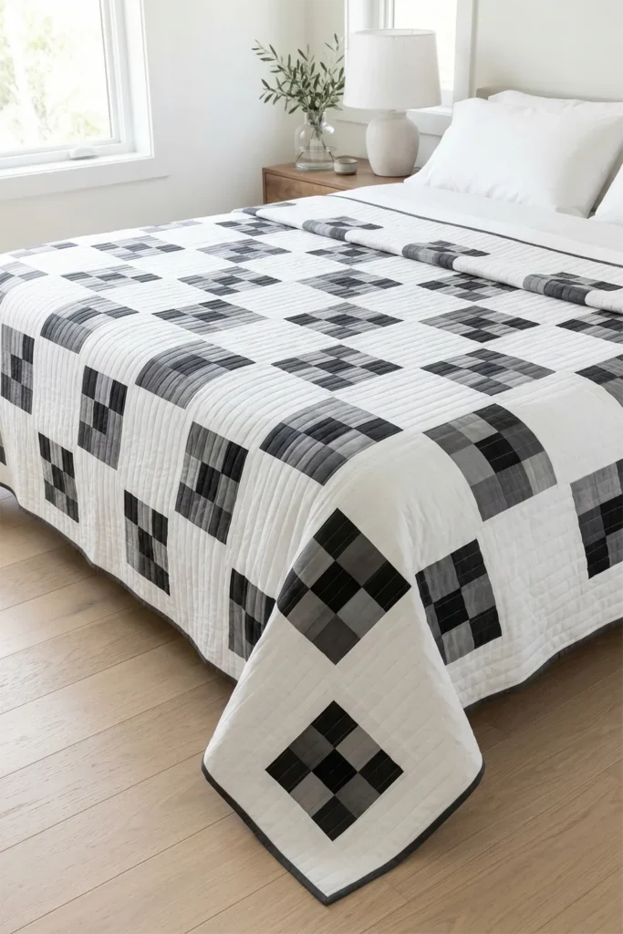 Modern Jelly Roll Strip Pieced Nine Patch Bedspreads for Quick Elegance