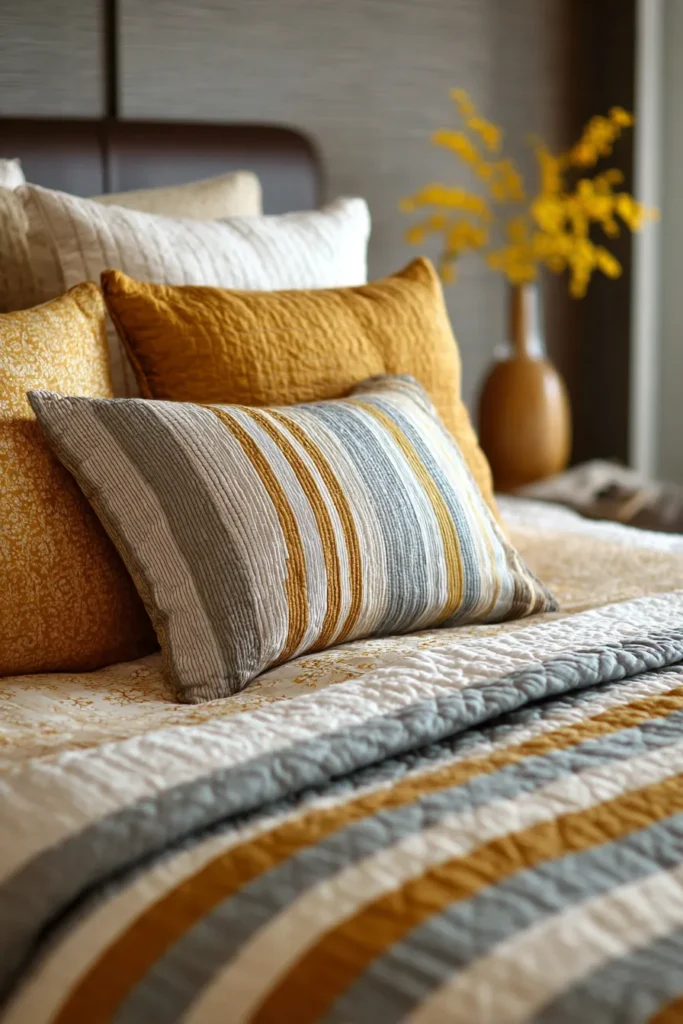 Modern Striped Contemporary Quilt Throws for Cozy Bedroom Layering