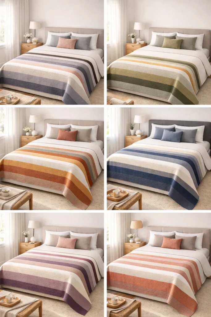 Modern Striped Contemporary Quilt Throws for Cozy Bedroom Layering