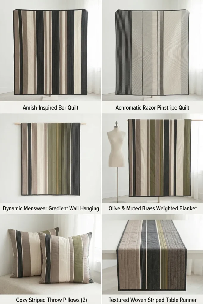 Modern Striped Contemporary Quilt Throws for Cozy Bedroom Layering